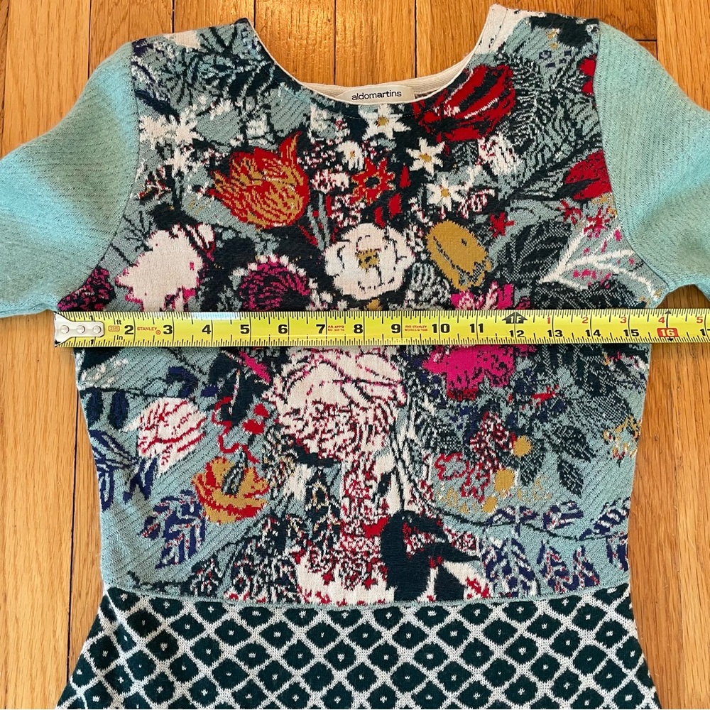 Aldo Martins Anthropologie Flowerpot Floral Sweater Dress Wool Blend Size Small - Picture 14 of 16